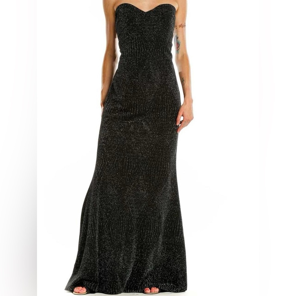 Trixxi Small Black Glitter strapless Mermaid Dress